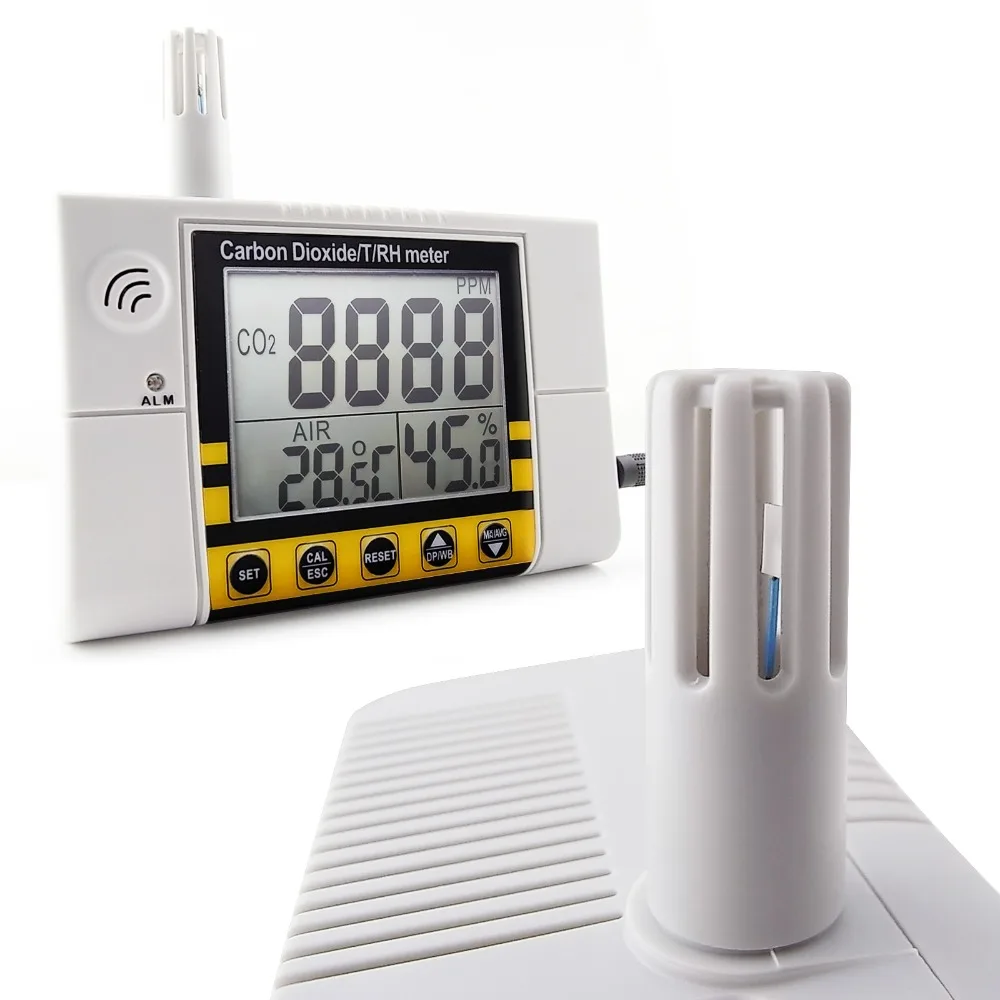 Углекислый газ/температура/Влажность монитор качества воздуха разъем измерителя-в стене 0~ 2000ppm диапазон CO2 детектор с сигнализацией