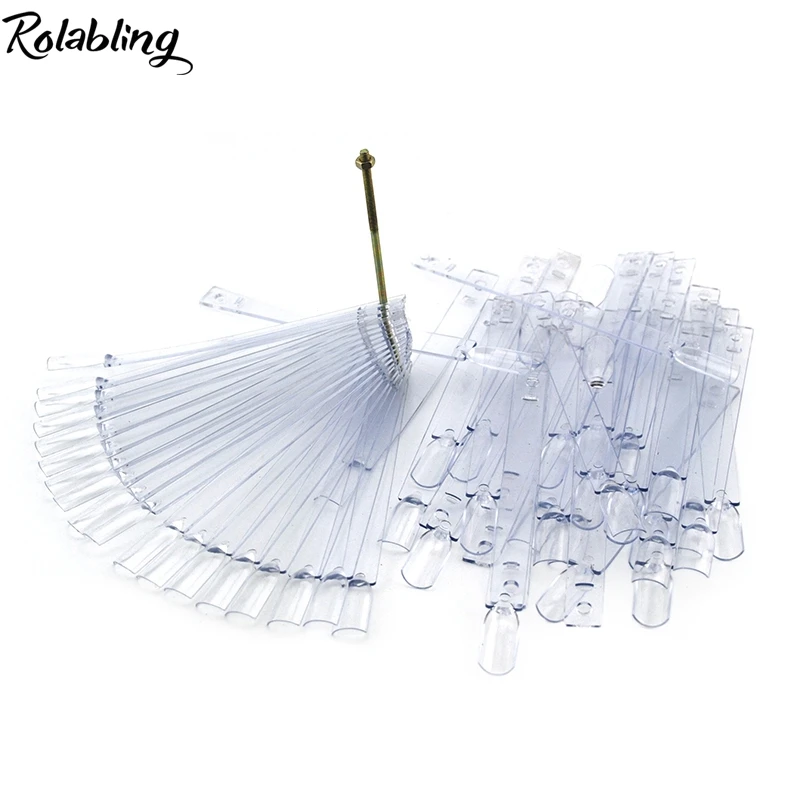 

New 50tips/set Natural / Clear / Black False Nail Art Tips Display Nails Polish Color Display Fan Practice Board Nail Tools