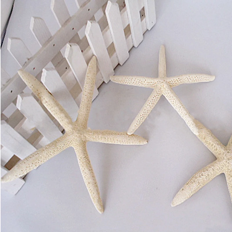 12pcs White Natural Finger Starfish Craft Decoration Natural Sea Star DIY for Beach Cottage Wedding Decor 7-11cm
