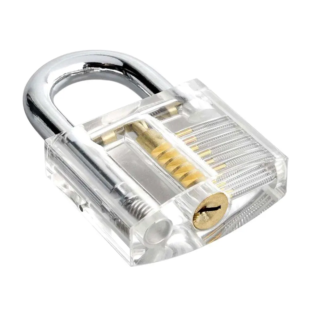 1Pc Clear Crystal Transparent Cutaway Locks Inside View Practice Padlock Visible View Lock Training Skill Locks Keyed Padlock