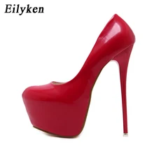 Eilyken-escarpins à talons hauts pour femmes, fête de mariage Sexy, à bout rond, printemps/automne, 16 cm, noir et rouge