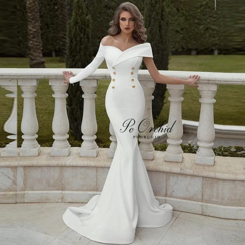 PEORCHID Ливан Vestido De Novia Elegante свадебное платье пляж арабский Простой одно плечо