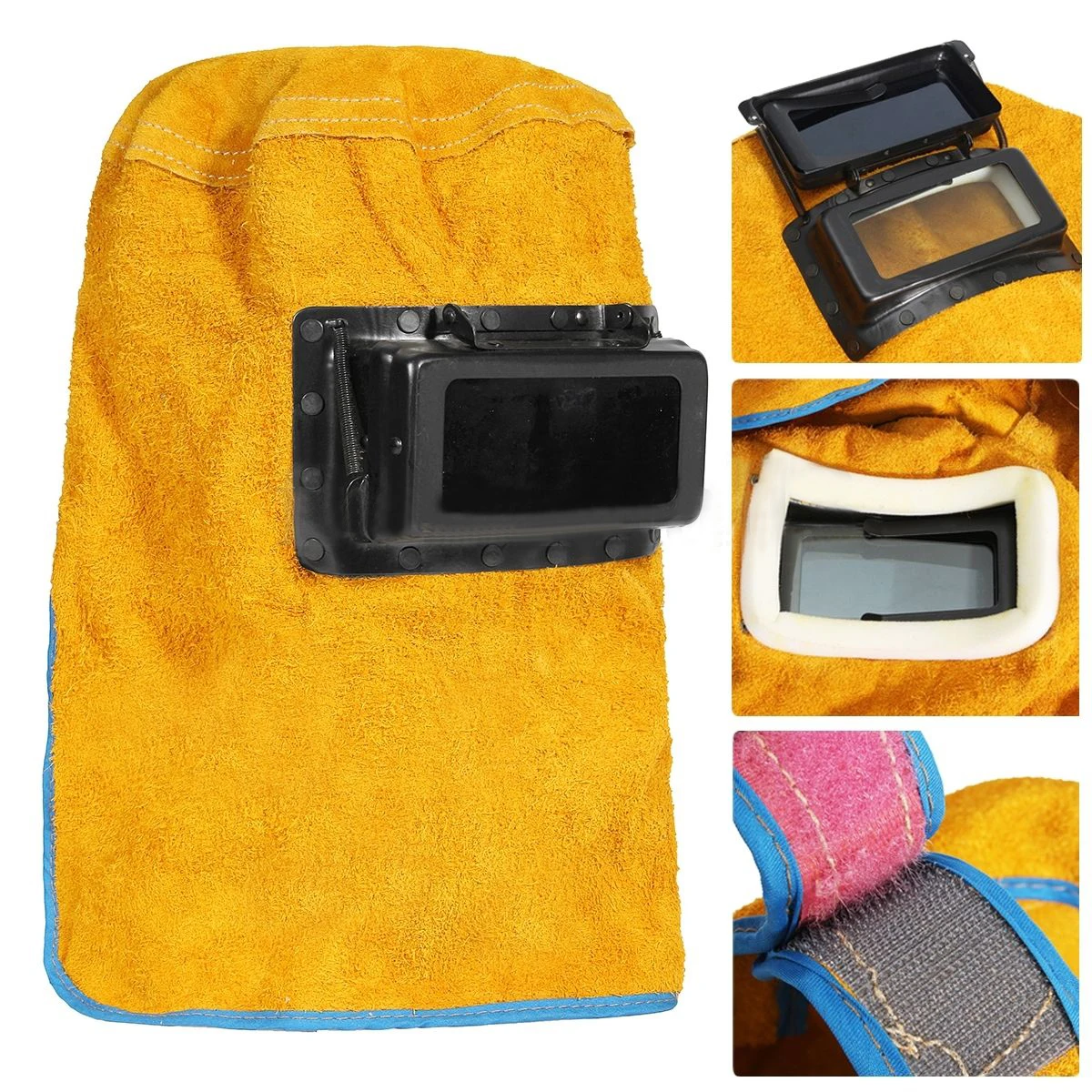 Máscara de Capacete de Soldagem de Couro Ossieao Solar Filtro Escurecimento Automático Lente Soldador Capa