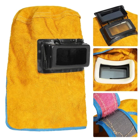 Máscara de Capacete de Soldagem de Couro Ossieao Solar Filtro Escurecimento Automático Lente Soldador Capa