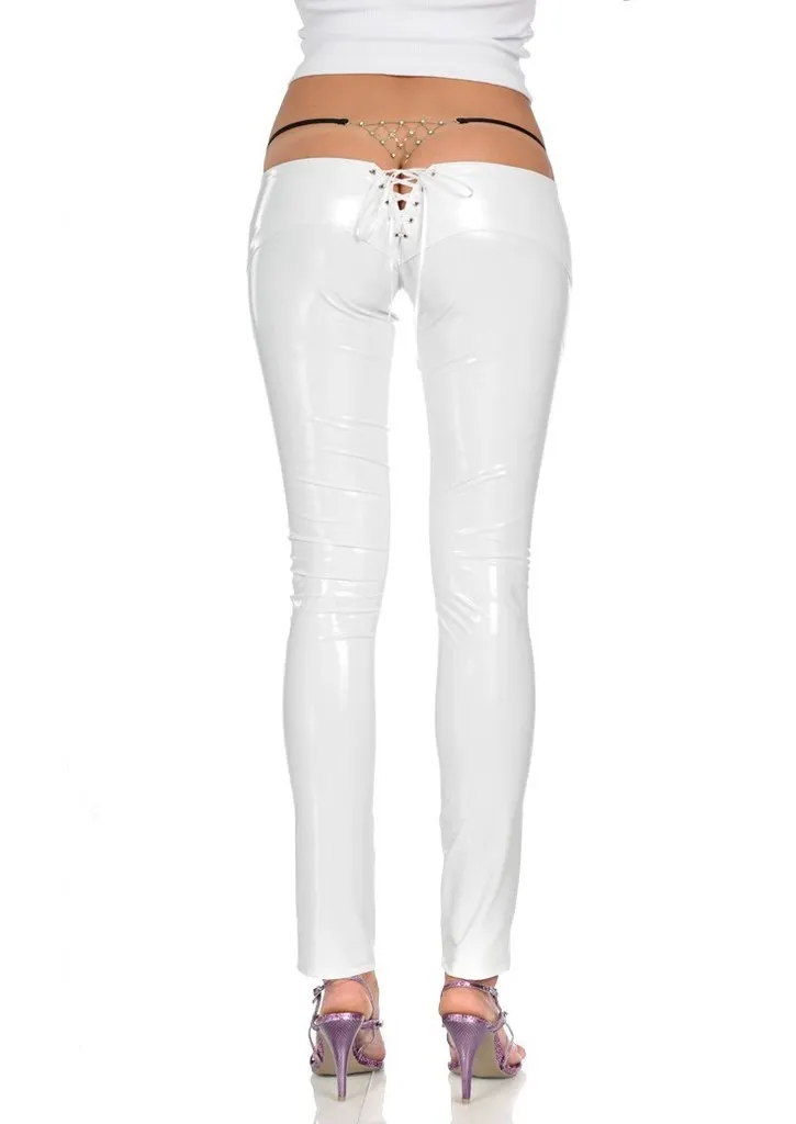 low rise white pants