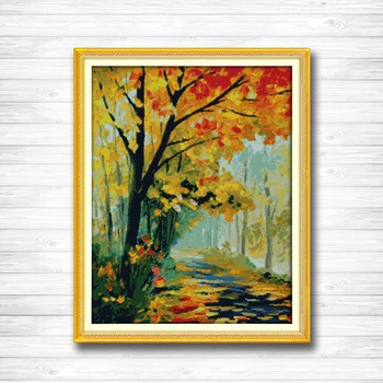 

Autumnal scenery maple tree DIY DMC Cross stitch 11CT 14CT cross stitch kits embroidery needlework sets Home decor crafts