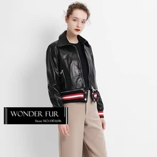 Простой Дизайн нижний край Съемная кожаная куртка Trend Стиль Настоящее дубленка для леди качества кожа подол removeble