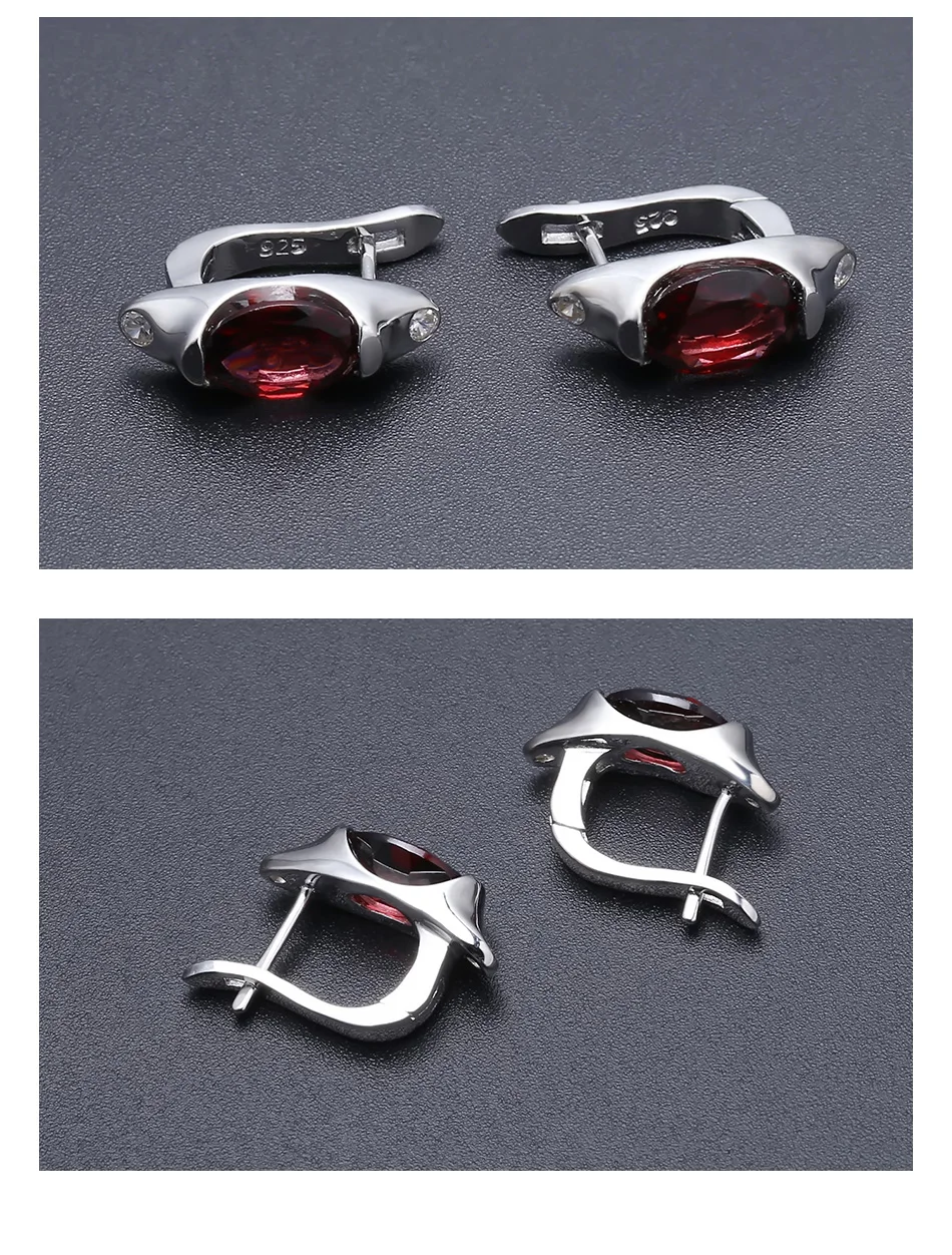 GEM'S BALLET 925 пробы серебряные классические обручальные ювелирные изделия натуральный красный гранат драгоценный камень кольцо серьги набор украшений для женщин