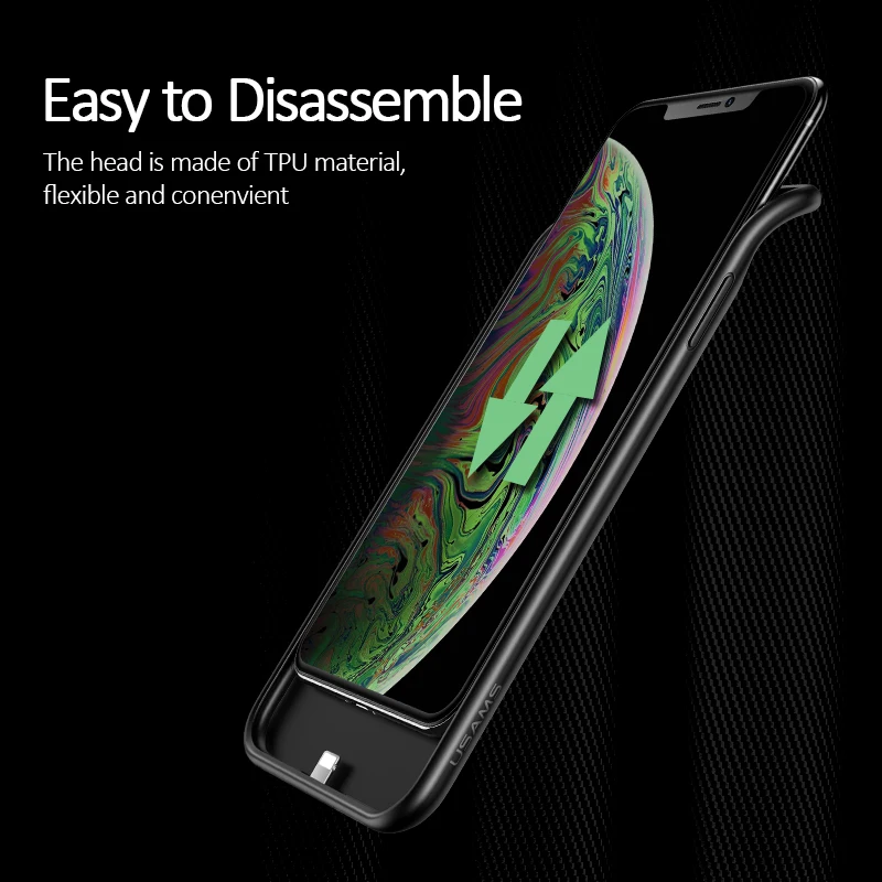 USAMS Smart Battery Case Charger For iPhone XR XS Max,Battery Case External Power Bank Backup Powerbank for iPhone X XS