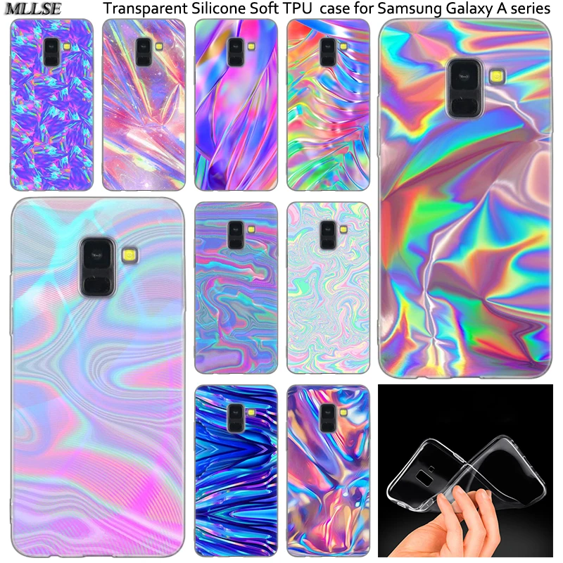 Радужный переливающийся силиконовый чехол для Samsung Galaxy A50 A30 A10 A40 A6 A8 Plus A20 E A5 A7 2018