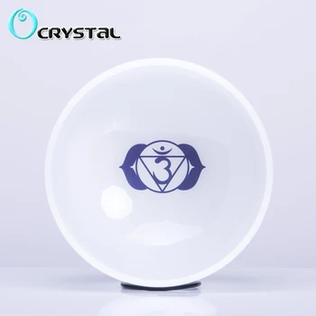 

8 Inch A Third Eye Indigo Chakra Symble Pattern Quartz Crystal Singing Bowl FREE shipping for some country