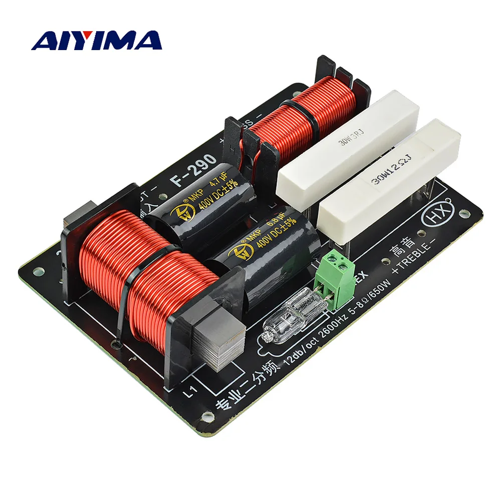 Placa de Áudio Divisor de Freqüência para 5-8ohm Aiyima 2 Maneiras Crossover Tweeter Graves Alto-falante Faça Você Mesmo Fase Filtro 2600 hz 1 pc 650 w