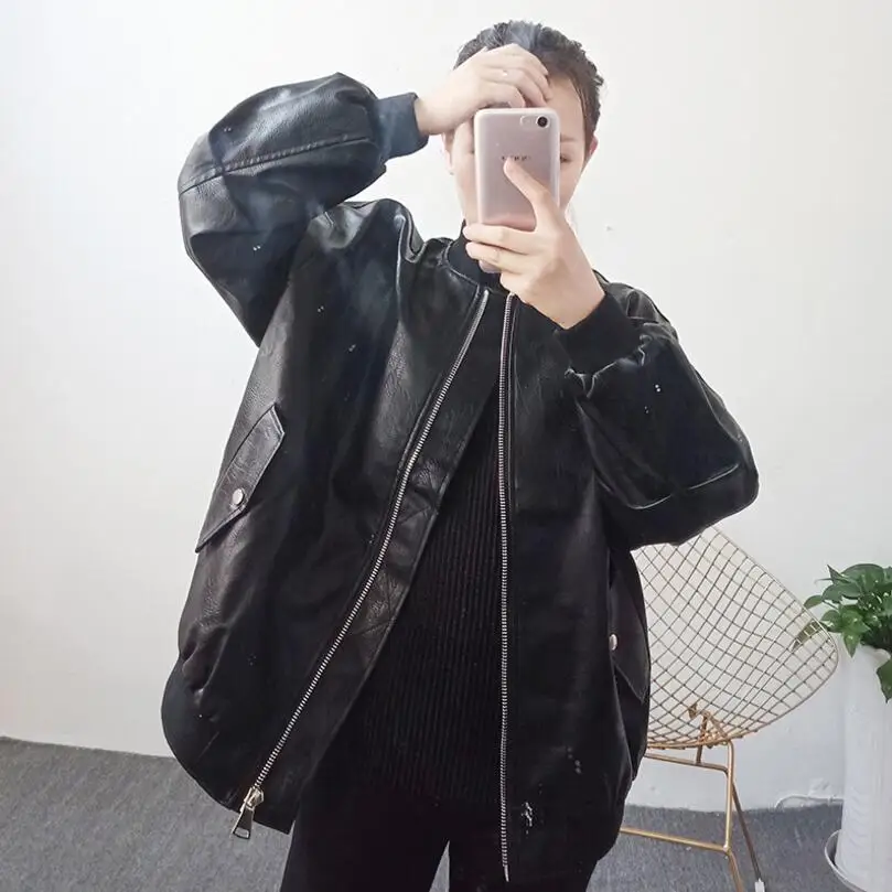 Moto Base Black Femmes pink Mode 2018 Manteau Automne Pu En W1012 Nouveau Cuir Dames De Faux Rue Veste Zipper WFSAwq