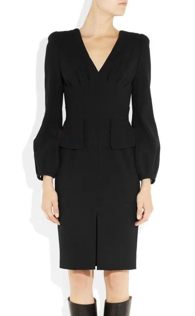 Office Ladies Commute Black Formal Career Work Pencil Dresses. Full