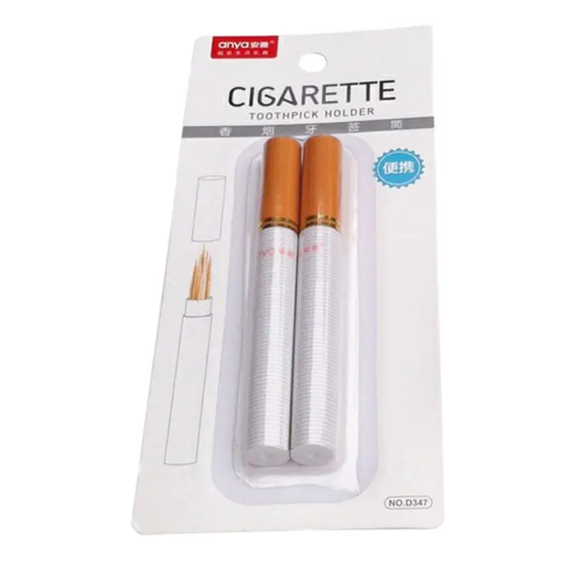 

2pcs Cigarette Shaped Toothpick Storage Box Secret Stash Pill Container Pocket Holder Creative Table Decoration