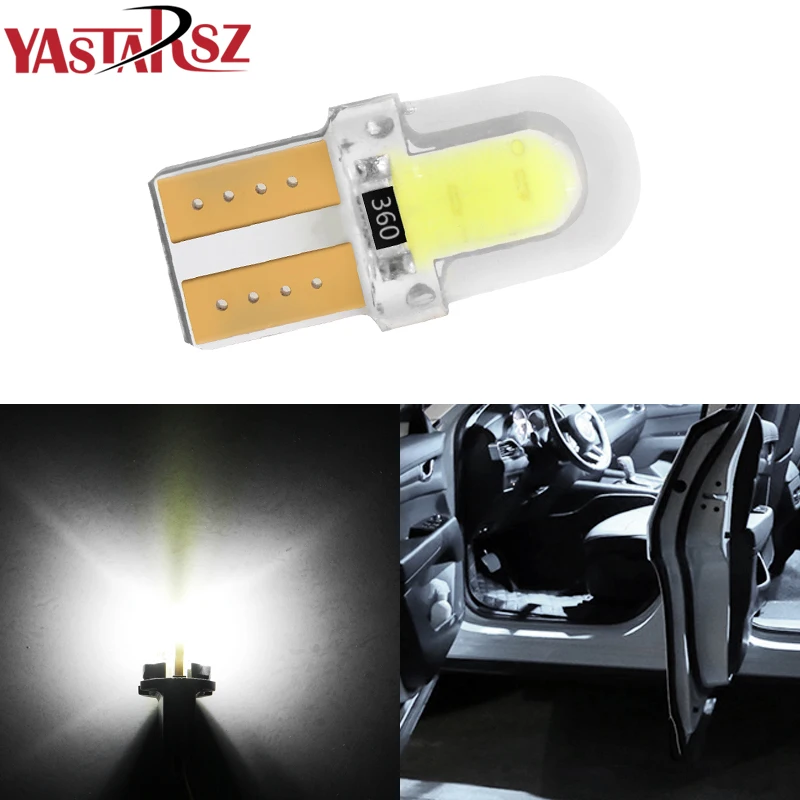 

10Pcs LED W5W T10 194 168 W5W COB 8SMD Led Parking Bulb Auto Wedge Clearance Lamp CANBUS Silica Bright White License Light Bulbs