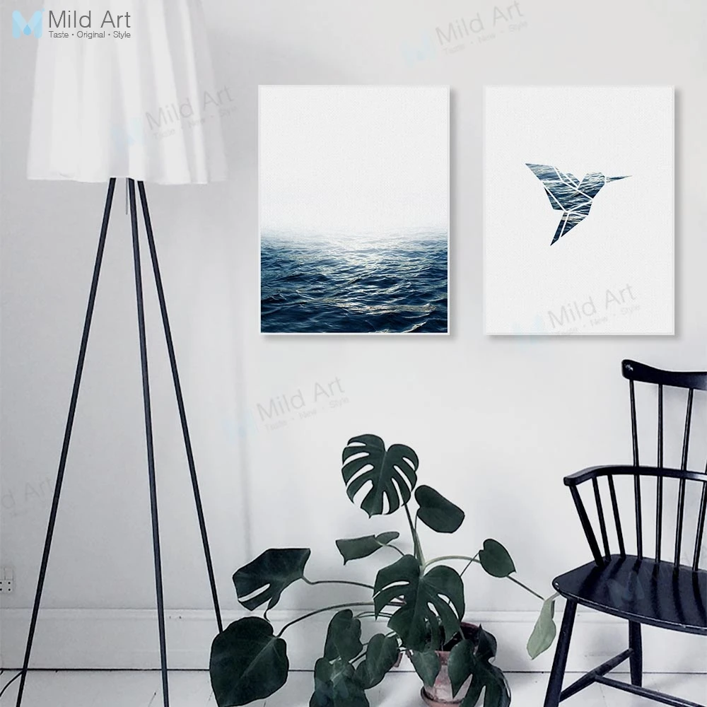 

Modern Minimalist Abstract Sea Ocean Bird Posters Nordic Living Room Wall Art Print Pictures Home Decor Canvas Painting No Frame