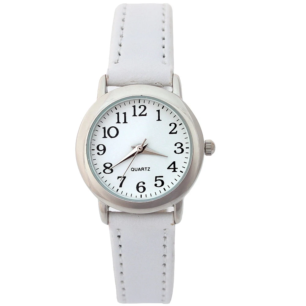 Часы Для женщин Мода Роскошный кожаный ремень для маленьких мальчиков и девочек, женские наручные часы, кварцевые наручные круглый одежда-унисекс Спортивные наручные часы U12 белый