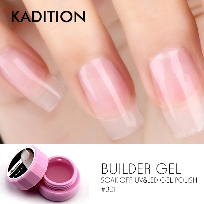 KADITION Nail art transparent clear, white ,pink, natural camouflage