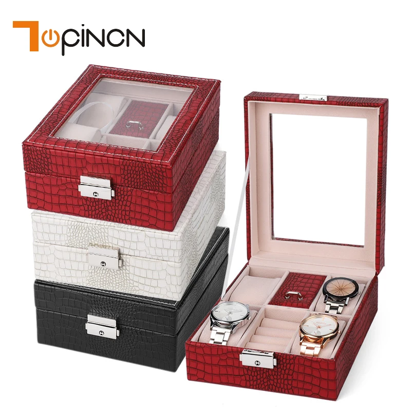 

Jewelry Box Organizer Necklace Ring Earring Bracelet With Lock Glass Window Display Jewellery Boxes And Packaging Gift Box