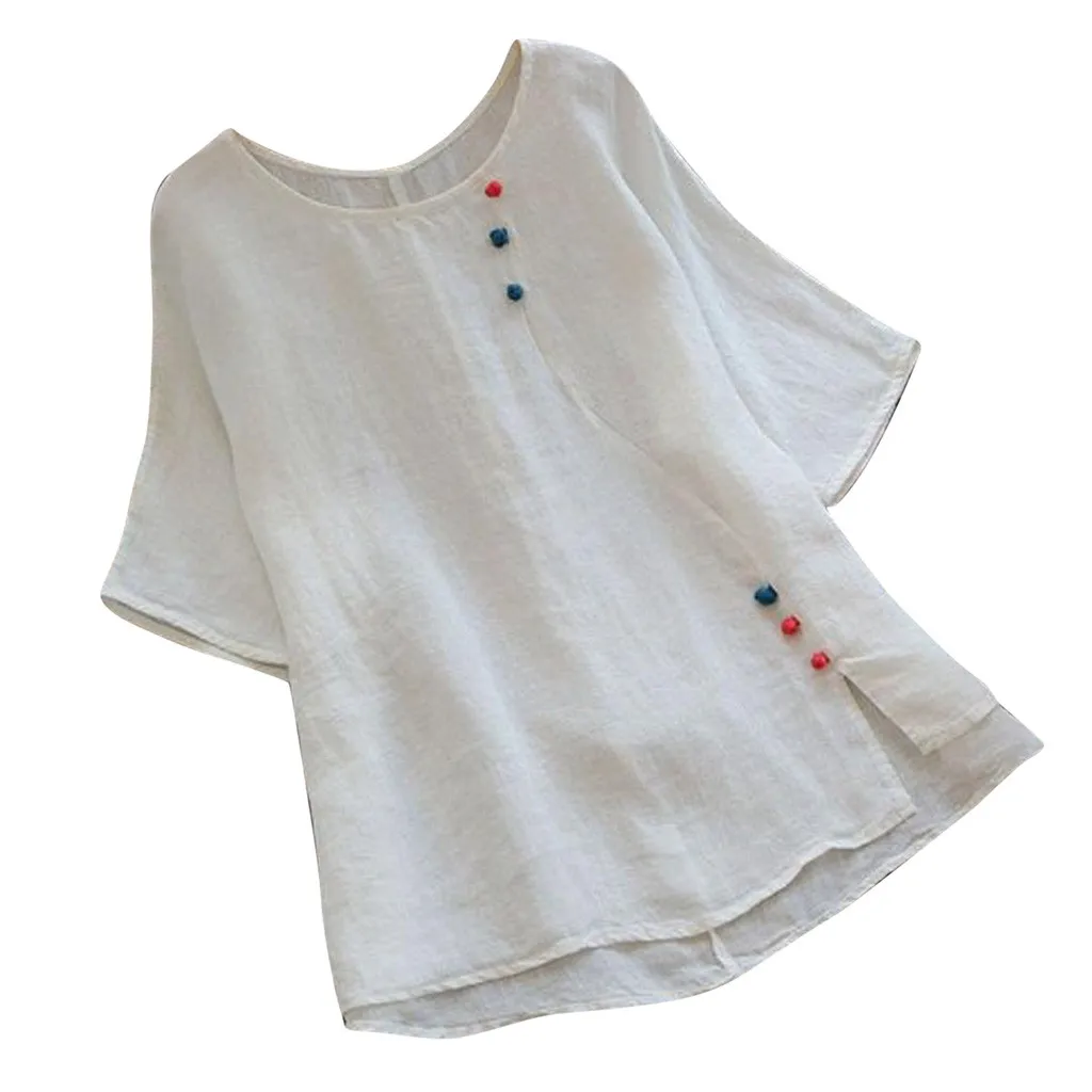 

2019 Instyle New garment Women Vintage Pure Color Plus Size O-Neck Short Sleeve Loose Top T-Shirt S-5XL Ropa de moda para mujer