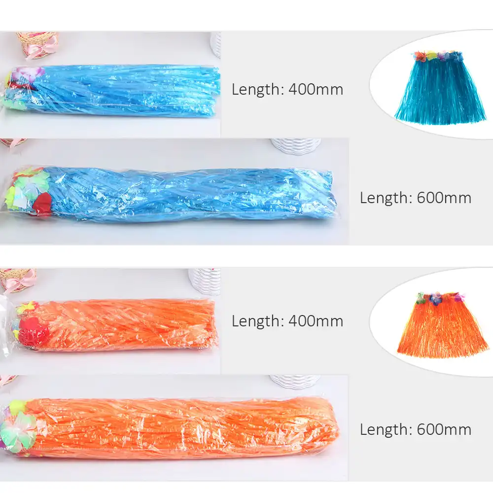 400mm 600mm Kids Hawaiian Hula Skirt For Girls Woman Tropical Party Decorations Stage Costume Hawaii Beach Dress Party Supplies