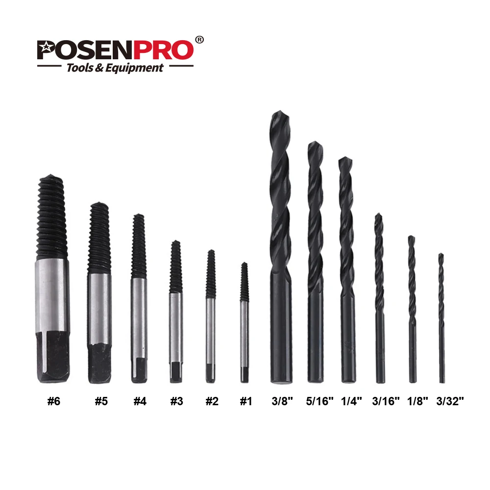 POSENPRO 12 шт./компл. HSS4241 разбитая голова винтовой экстрактор опорные биты