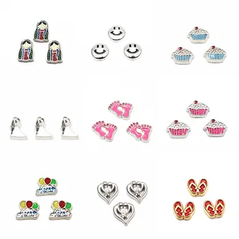 

New Arrival 10pcs/lot lovers cake foot floating charms living glass floating memory locket charms jewelry