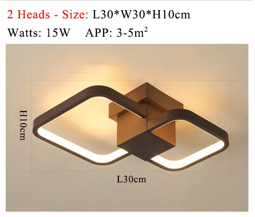 Прямоугольник 2/4/6/8/10 головок коричневый средства ухода за кожей отделка современный Led минимализм потолочные светильники для Гостиная мастер Спальня комната кабинет - Цвет корпуса: 2 Heads