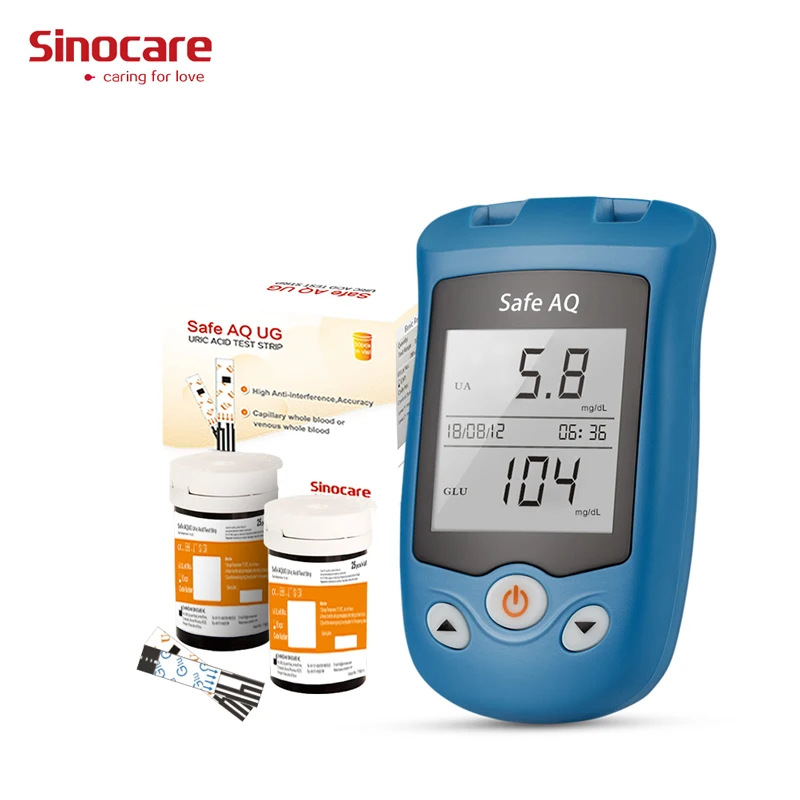 

SINOCARE mmol/L Safe-UG Blood Glucose&Uric Acid Meter&Test strips&Lancets Blood Sugar Detection Diabetic medical Meter