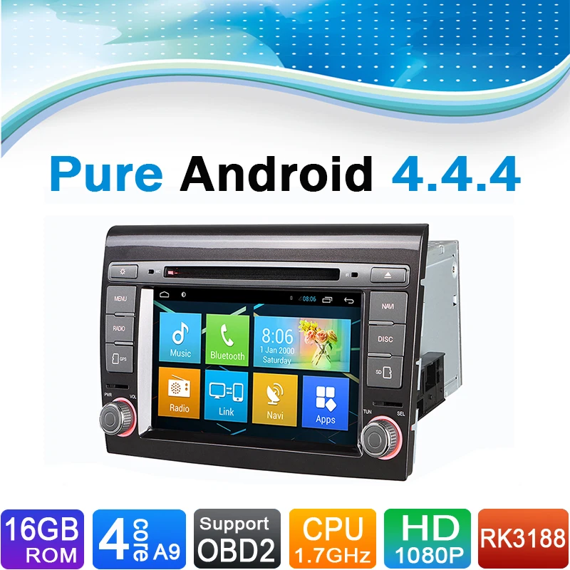Pure Android 4.4.4 System Car DVD GPS Player Autoradio For Fiat BRAVO 2007-2012 | Автомобили и мотоциклы