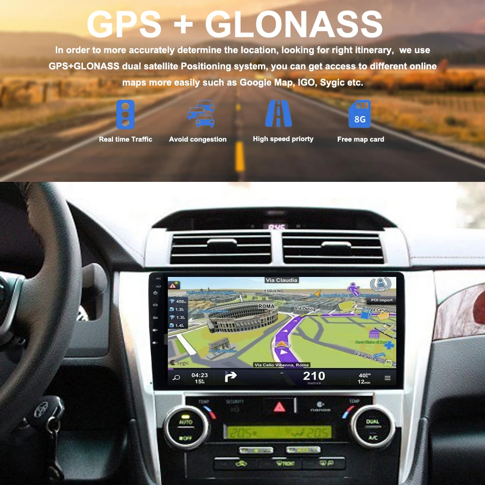 

10.2" 2 din Car Radio GPS for Toyota Camry V50 Stereo 2012 2013 2014 Android 8.0 Multimedia Audio Navigation 8-Core BT WIFI RDS