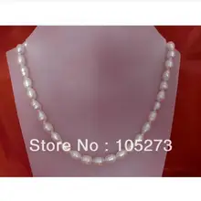 Wedding Bridal Necklace Earrings Jewelry Set 10x8MM Real White Freshwater Pearl 925 Silver Stud Earring 18” Rice Pearl Necklace