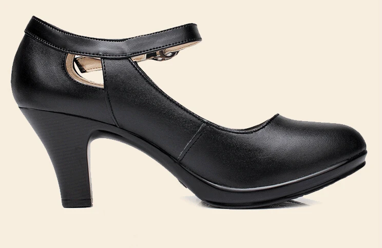 Женские удобные черные туфли из натуральной кожи на каблуке для работы; женские туфли-лодочки sy-767