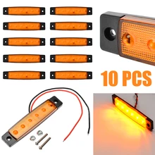 10 pces âmbar caminhão de carro reboque caminhão bus lado marcador indicadores luz 12v 6led lado marcador luz universal