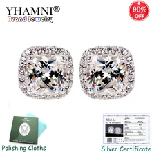 95% OFF! Sent Certificate! New Fashion 925 Solid Silver Stud Earrings Square Cubic Zircon Wedding Earrings for Women KPE011