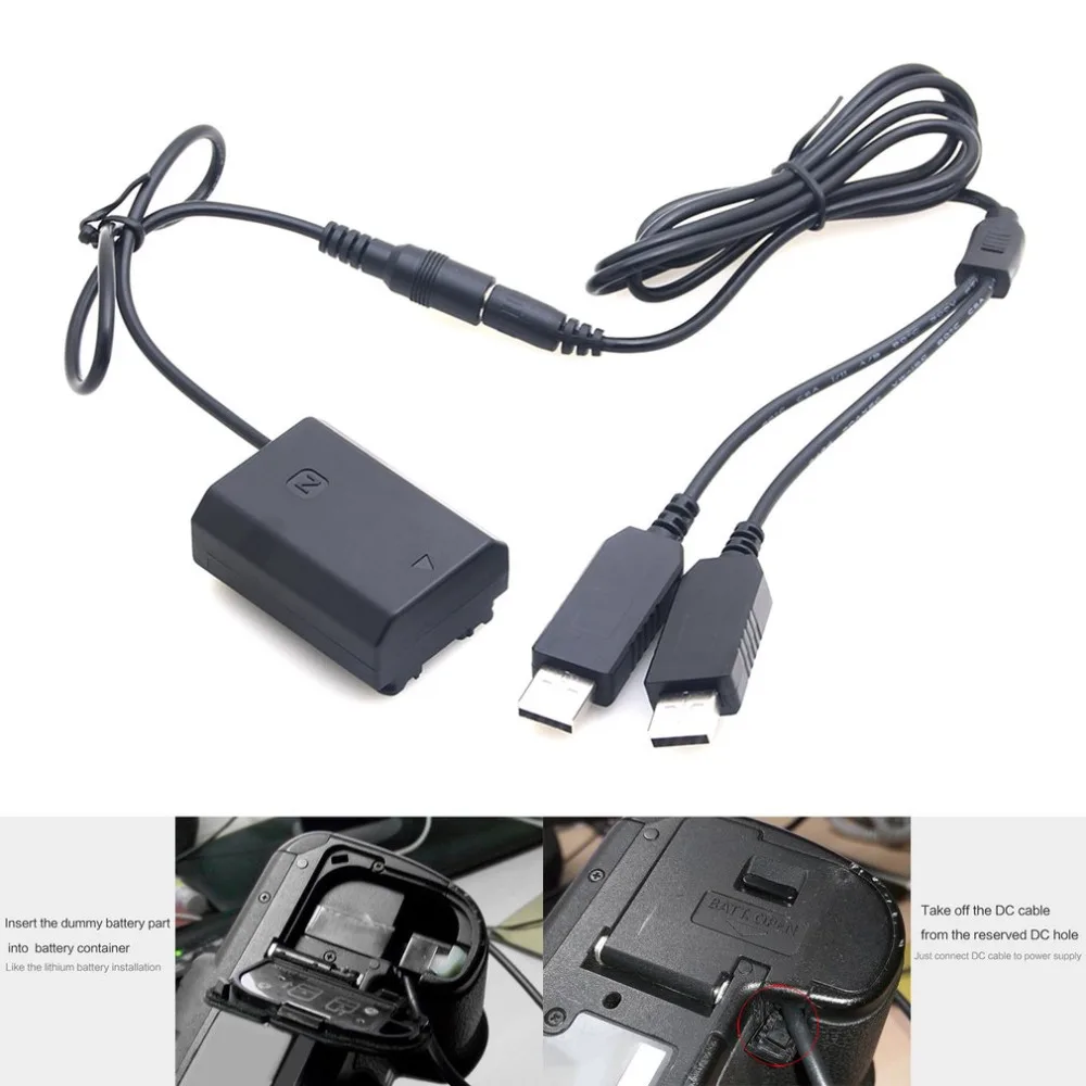 

Black Power Adapter NP-FZ100 Dual USB Power Kit AC Adapter Replacement NP-FZ100 DC Coupler Dummy Battery kit for Sony Series