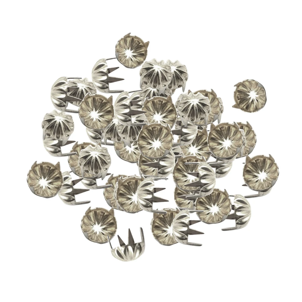 50pcs Metal Pumpkin Studs Claw Rivet Leathercraft Punk for Bags Jeans Belt Decoration