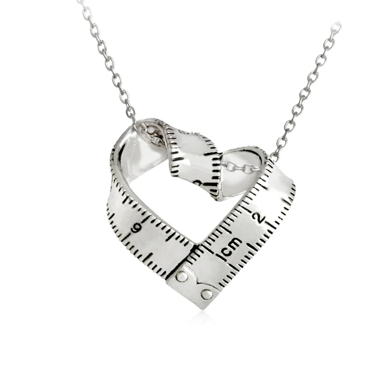 

Personality Heart-shaped Ruler Pendant Necklace Love Measuring Rule Exploring mystery Jewelry Teacher Family Friend Gift