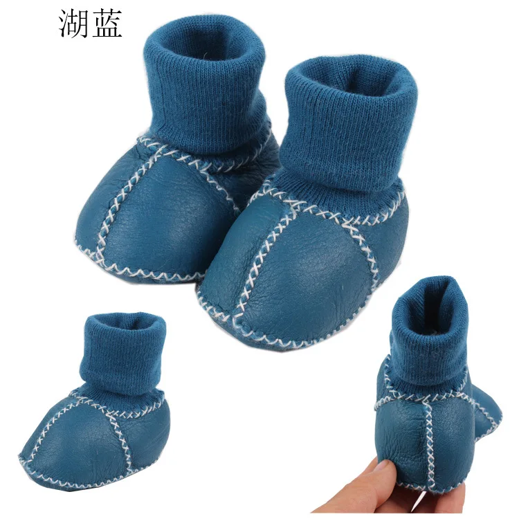 Новые яркие мехом слипоны Детские теплые туфли мягкие детские сапоги зимние пинетки ручной работы детские мокасины