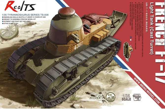 Meng МОДЕЛЬ TS-008 1/35 французский Renault FT-17 светильник бак литой револьверной пластиковой модели комплект