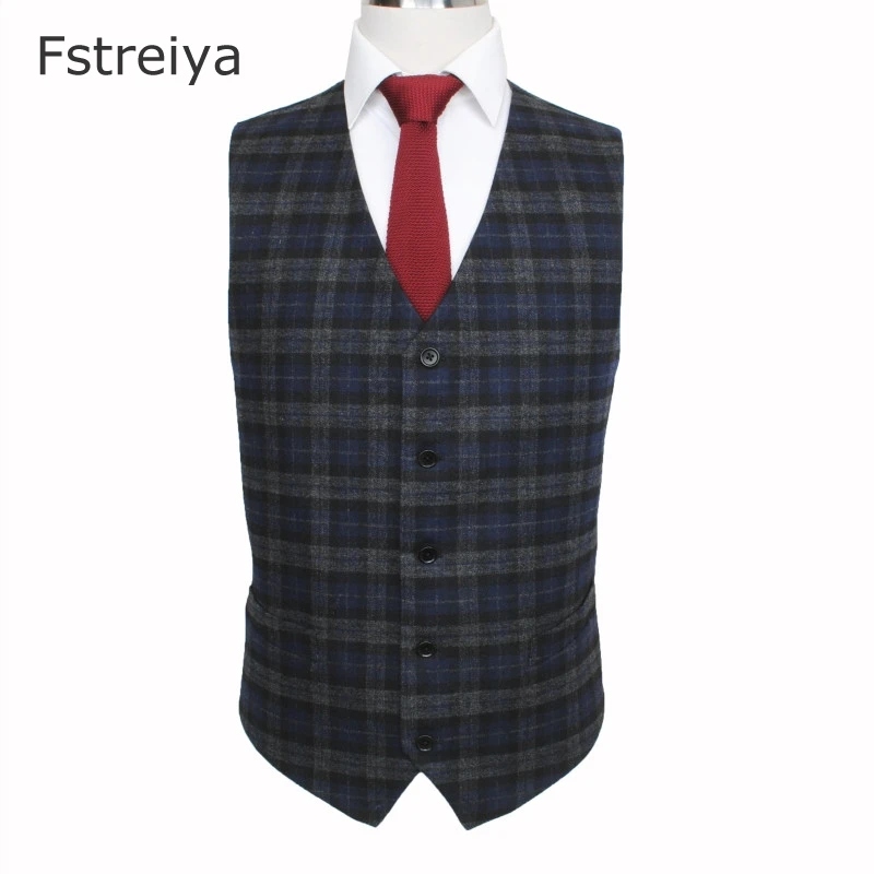 Custom made high quality men woolen plaid tweed suit mens customized Wedding suit coustume homme slim fit clothing tailored suit