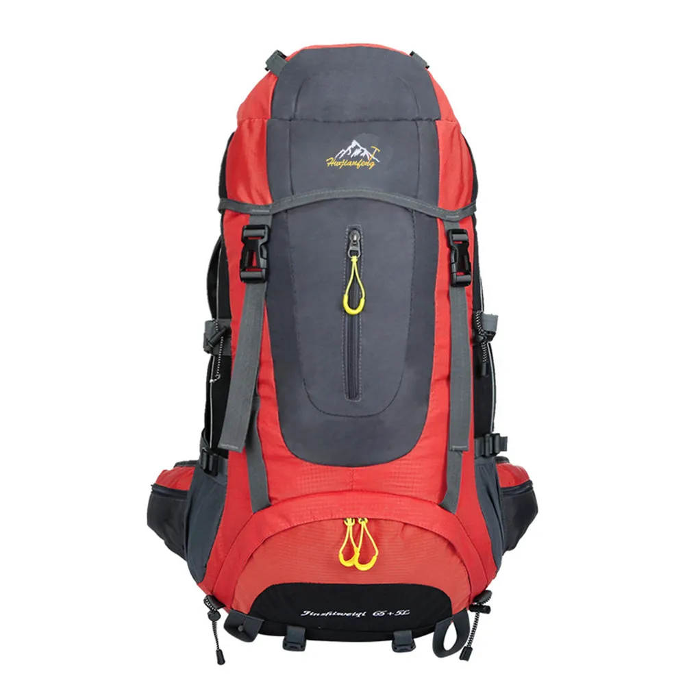 Спортивная сумка 56-75L, открытый двойной наплечный рюкзак, водонепроницаемый, большая вместимость, для альпинизма, для мужчин и женщин, дорожные сумки 0621 - Цвет: Красный цвет