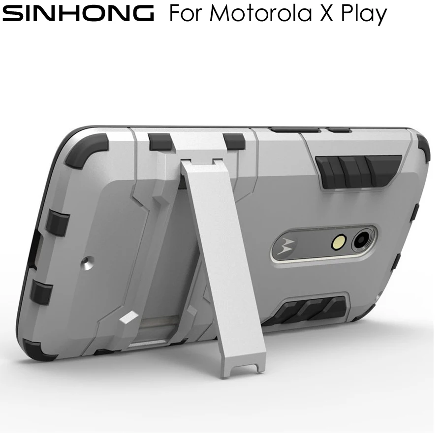 Armor Hard Cell Phone Case For Motorola Moto X Play Cover Back Dual Layer Shockproof Hybrid Impact Resistant Capa With Kickstand |