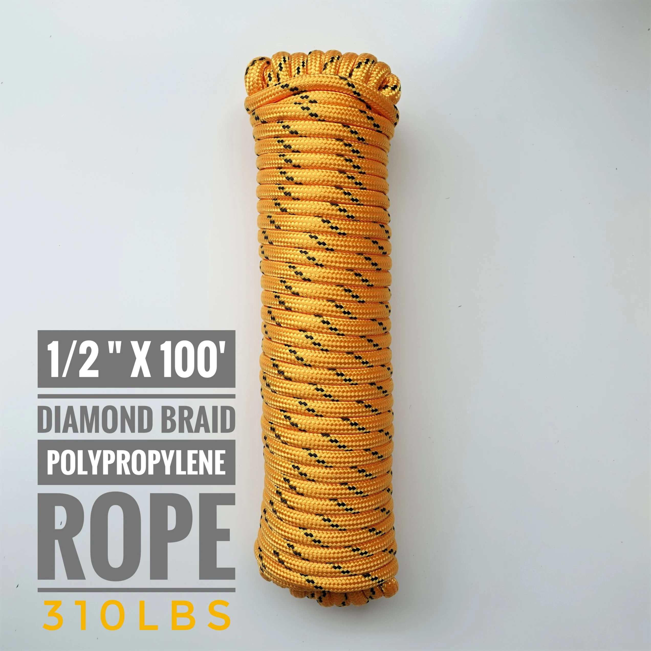 Heavy Duty 1/2 in. x 100 ft. Diamond Braided Polypropylene Rope PP Boat Rope Sailing Camping Clothes Line Securing Line