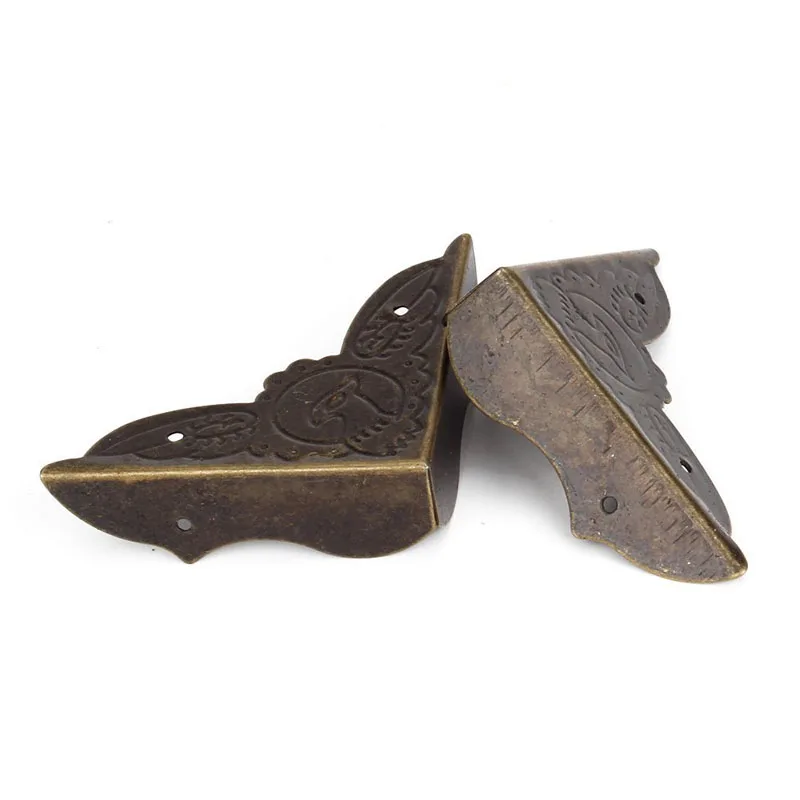 High Quality Furniture Accessories 20Pcs set 45x13mm Old Antique Bronze Desk Edge Cover Iron Boxes Corner Protection HR
