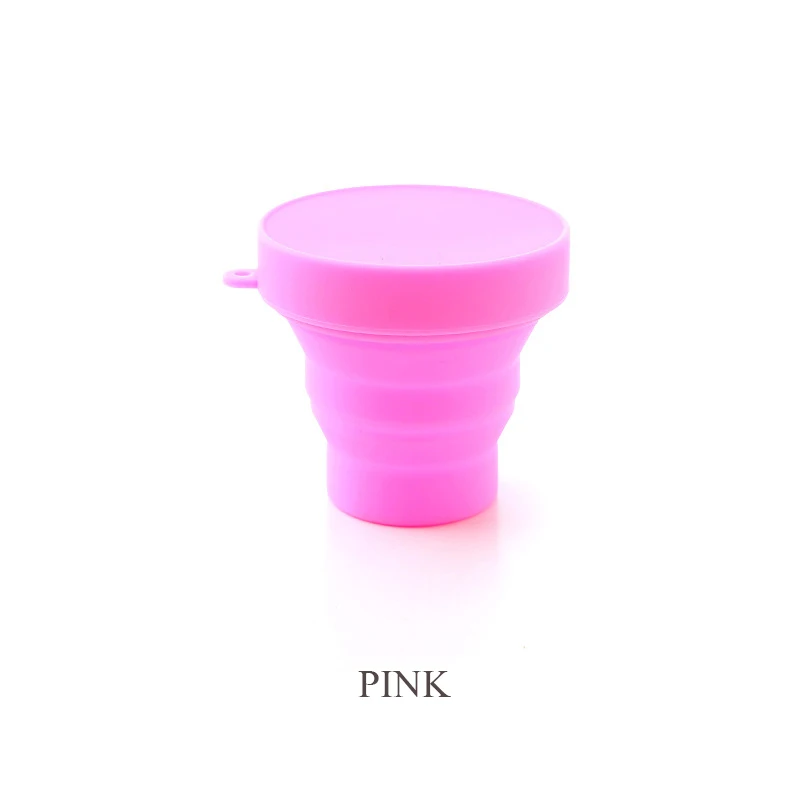 Пищевой Силиконовый складной стаканчик с пылезащитной крышкой Poratbale Cammping Путешествия Открытый питьевой воды складной стакан - Цвет: Pink