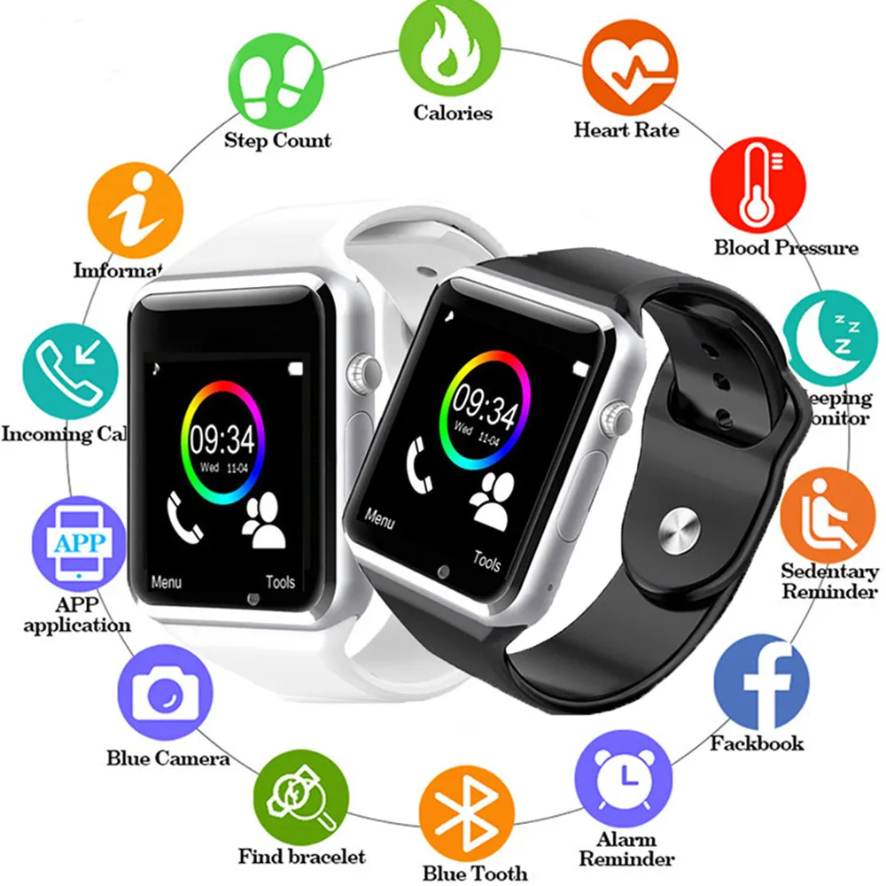 

A1 Smart Watch Men Bluetooth WristWatch Sport Pedometer With SIM Camera Smartwatch For Android Smartphone Russia T15 PK DZ09 Q18