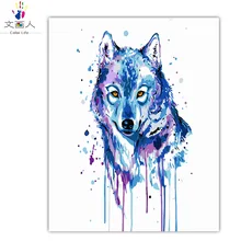 Чернила животные волк нарисованные красками по номерам дикая природа животные картина по номерам на холсте с пакетом ручной работы подарок