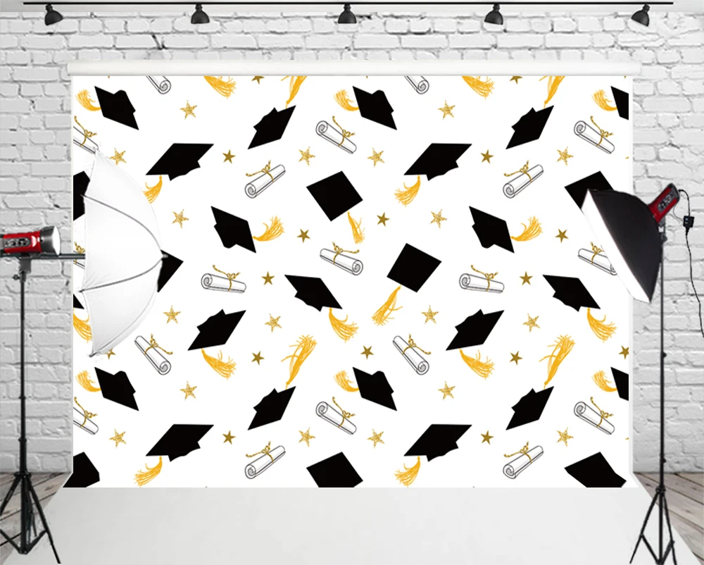 HUAYI Graduated Photo Backdrop Congratulate Graduation Party Photo Booth Banner Cake Table Photography Background W-607
